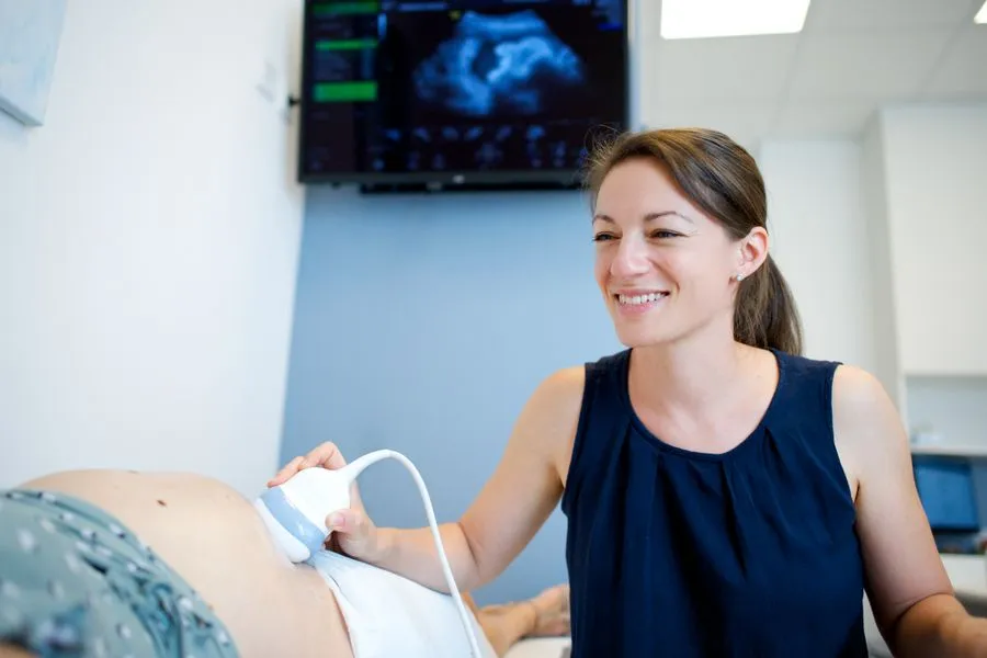 Dr. Gatterer does an ultrasound examination